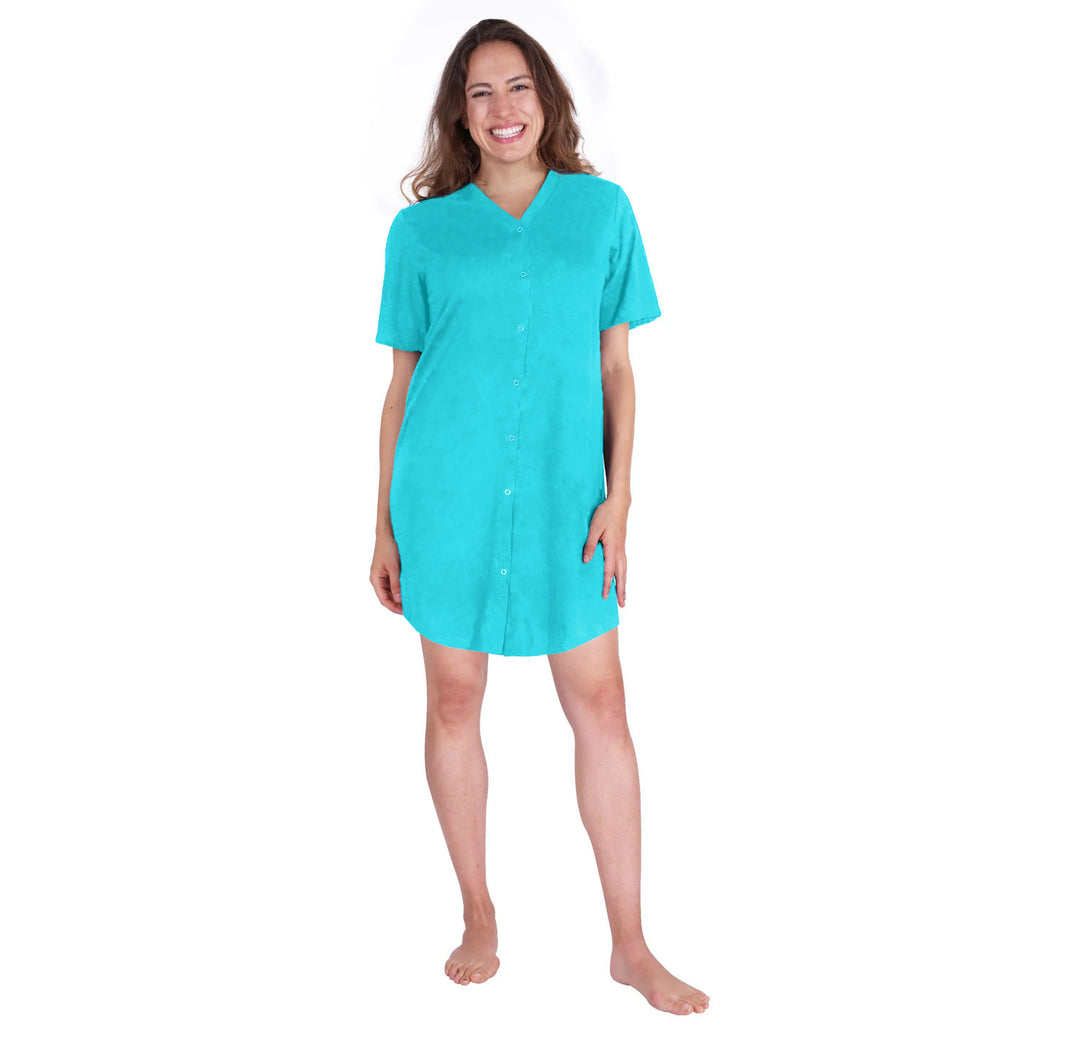 Women's Moisture Wicking Snap Front Nightshirt