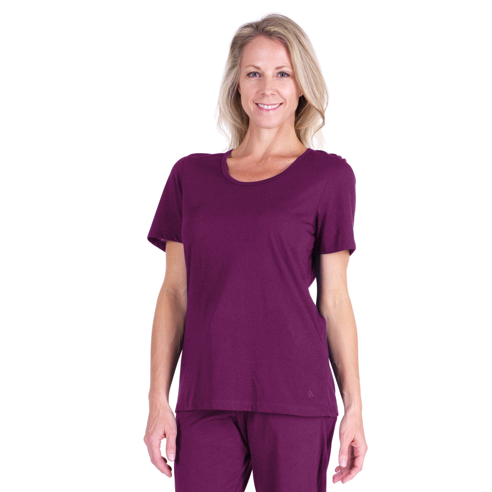 Women s Moisture Wicking Mix and Match Scoop T Shirt Large Merlot