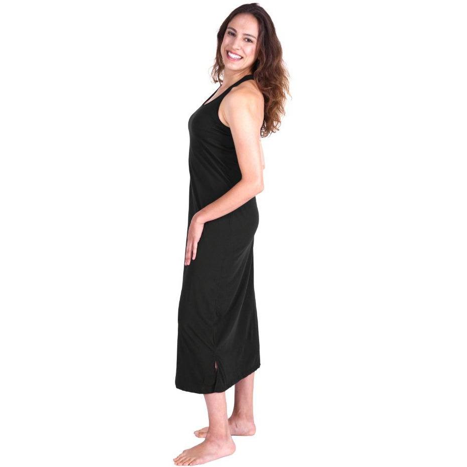 Women's Casual Cotton Tank Sleep Dress with Built-in-bra Soft Comfy Solid  Sleeveless Sleepwear Bedroom or Go Out Black at  Women's Clothing  store