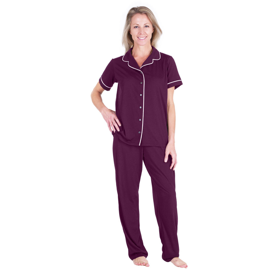 Nightgowns For Women Button-down Sleepwear Short Sleeve Nightshirt
