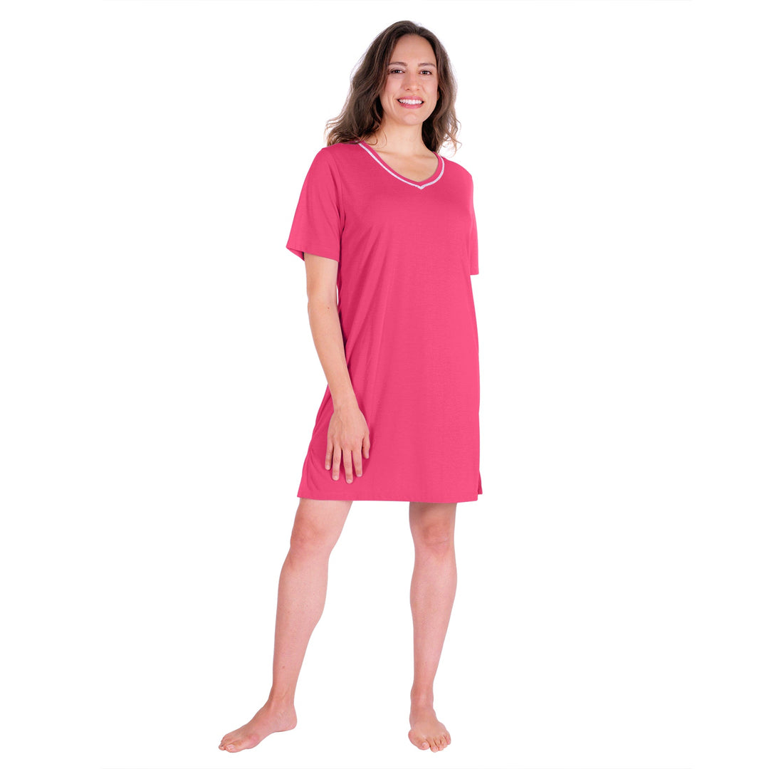 juliet Women's Premium Cotton Printed Round Neck Half Sleeves Nighty  Relaxed Fit Night Gown SCH440504 Red L